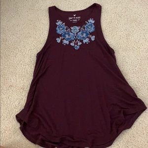 American Eagle maroon floral tank